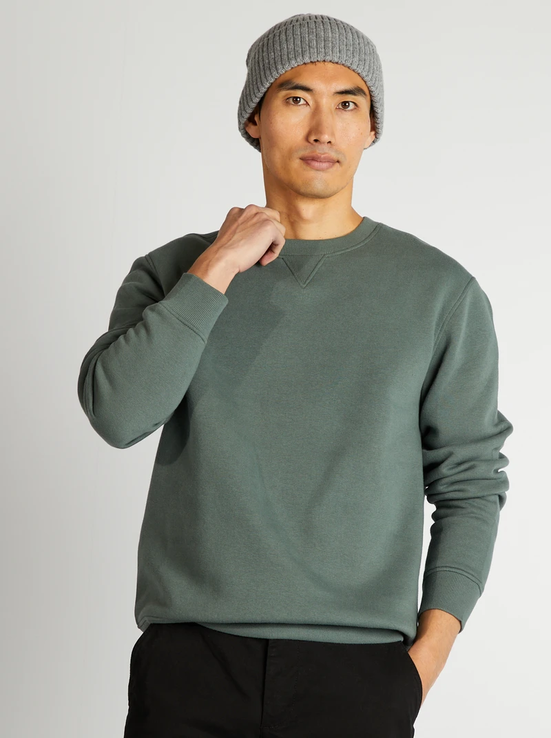 plain round neck sweatshirt-green